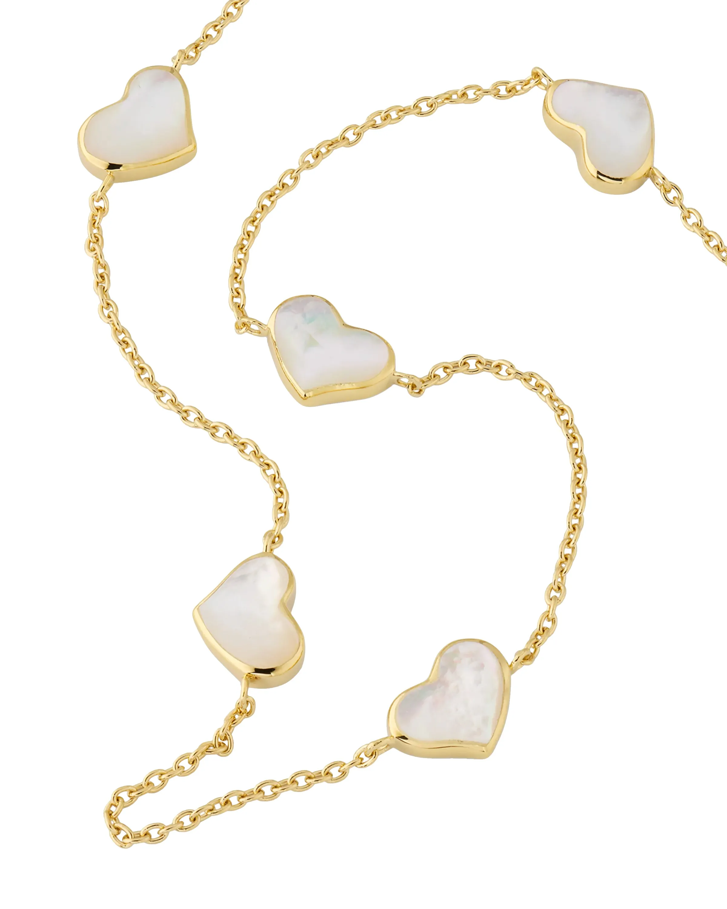 Gemstone 5 Station Heart Necklace in Sterling Silver with 18k Vermeil