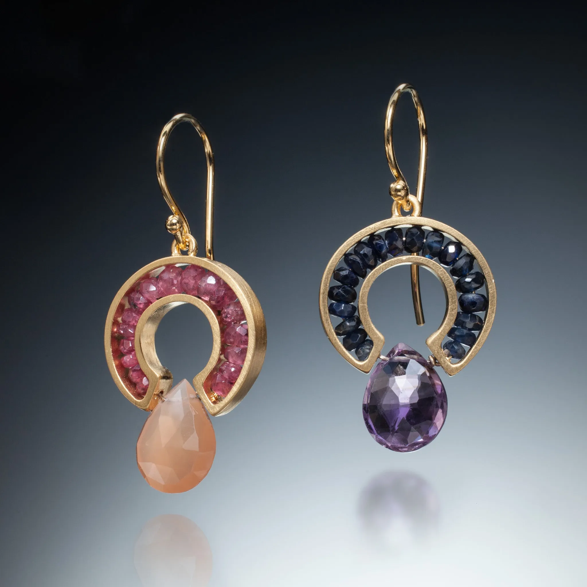 Gemstone Horseshoe Earrings (gold)