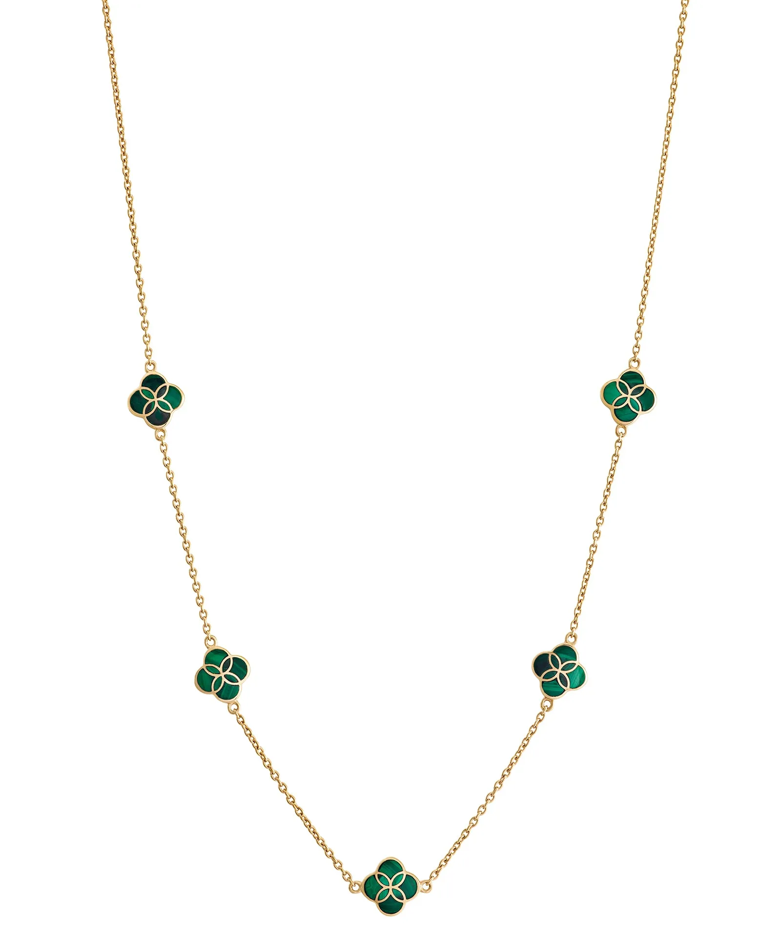 Gemstone Petal 5 Station Necklace in Sterling Silver with 18k Vermeil