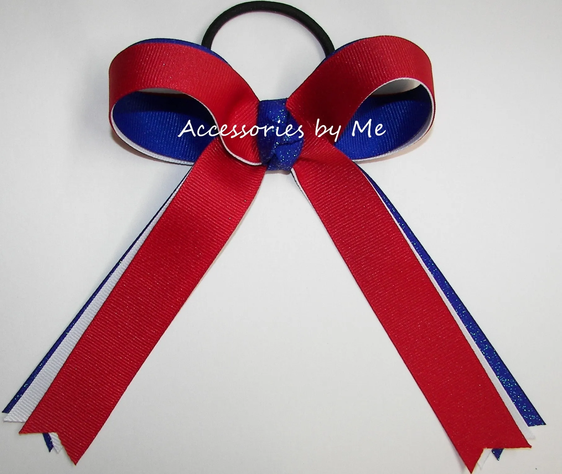 Glitter Gymnastic Red White Blue Bow