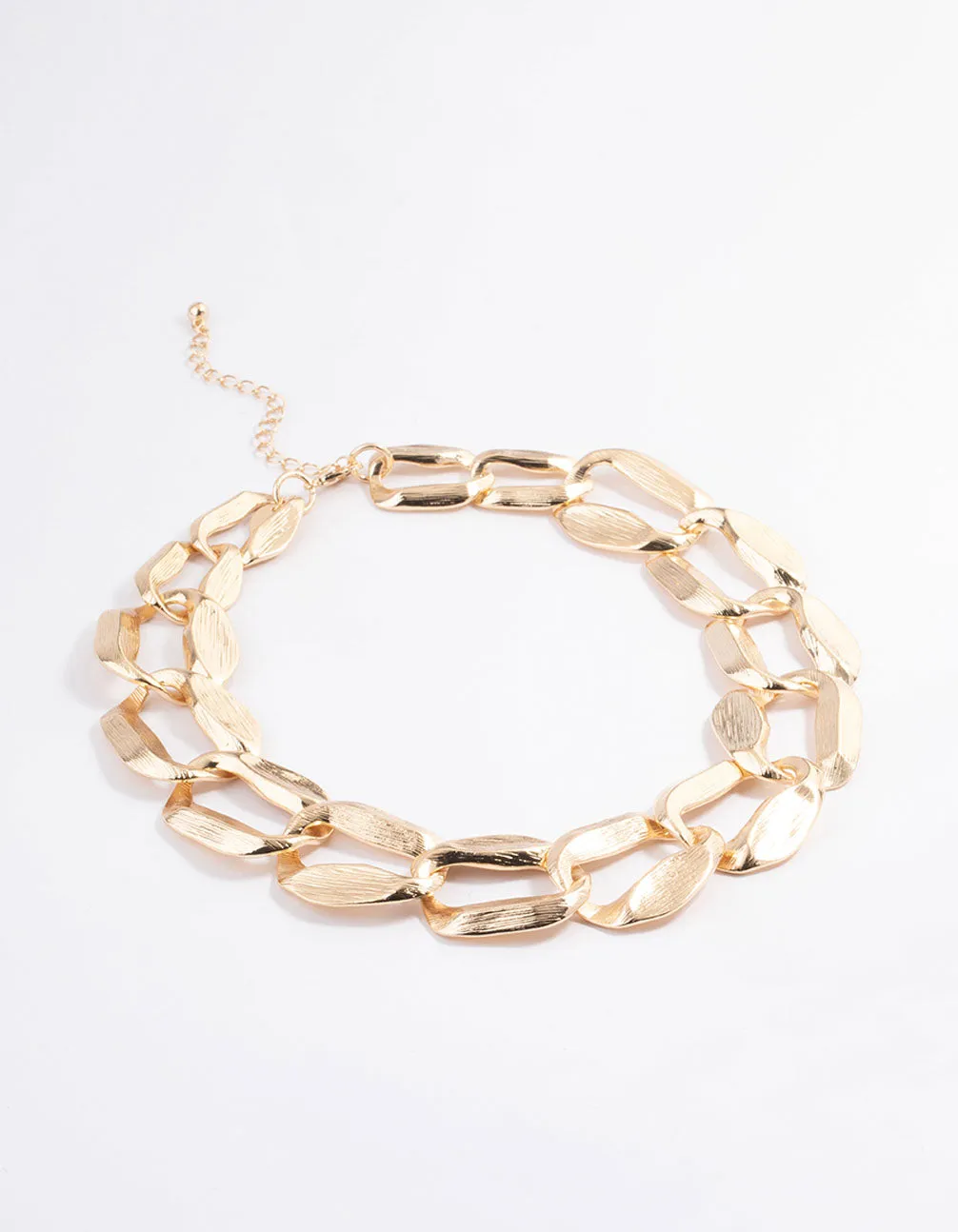 Gold Chunky Hammered Chain Link Necklace