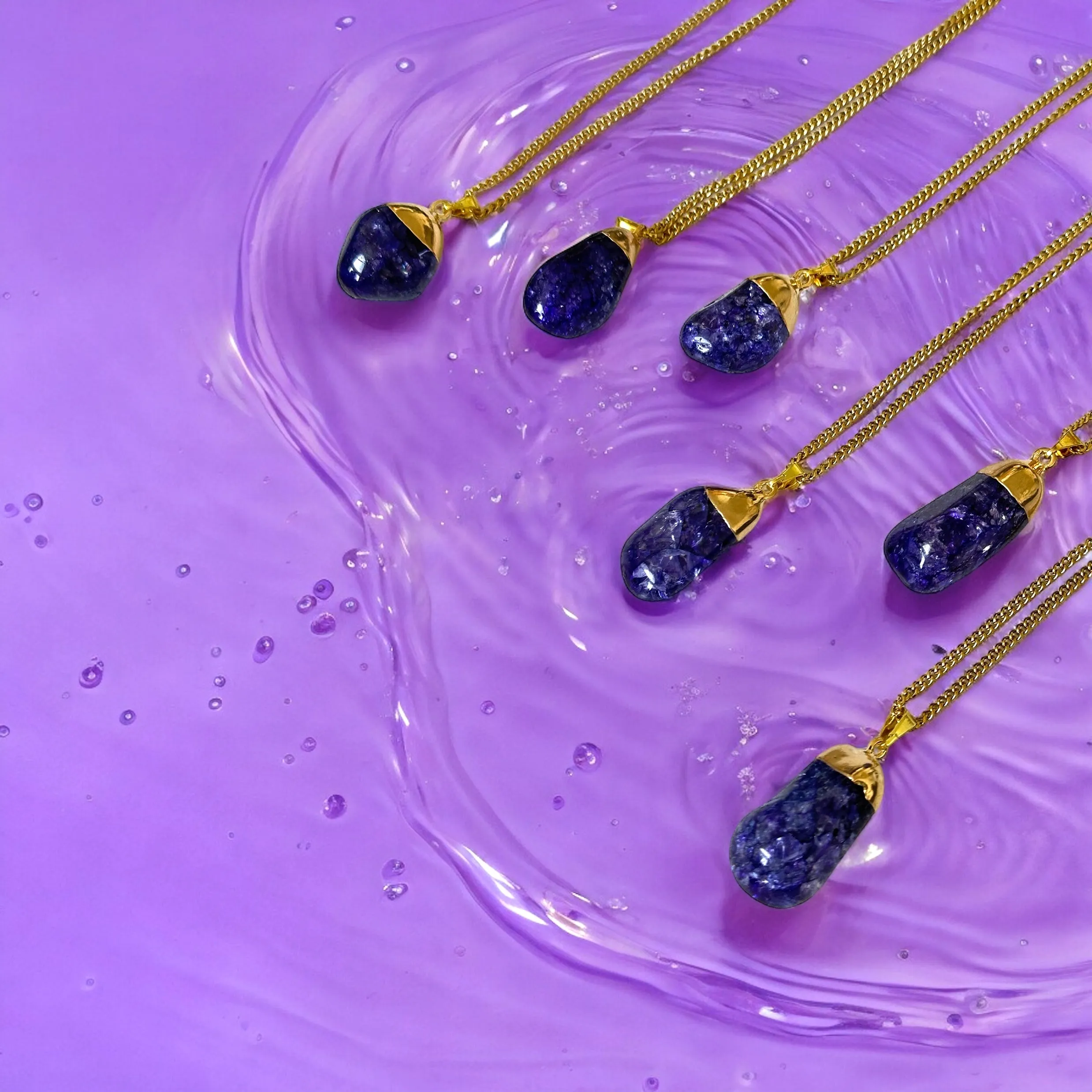 Gold-Dipped Purple Crackle Quartz Necklace