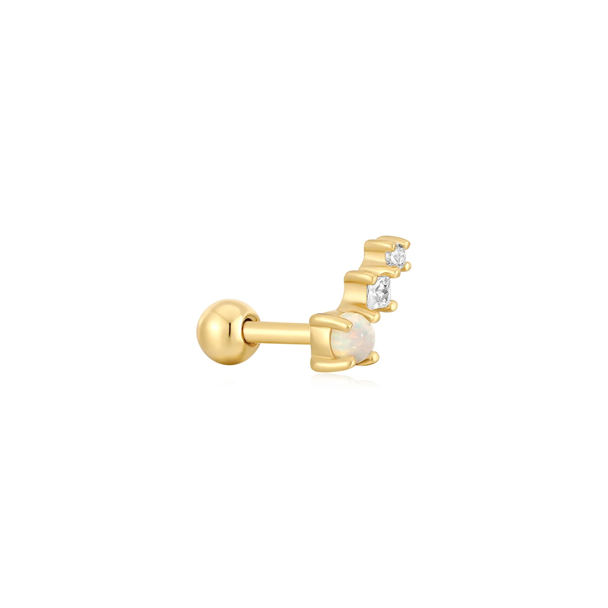 Gold Kyoto Opal Climber Barbell Single Earring