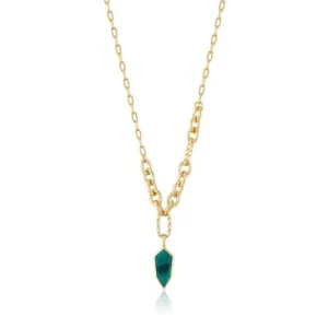 Gold Malachite Emblem Pendant Necklace N042-01G-M