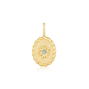 Gold Oval Amazonite Flower Charm