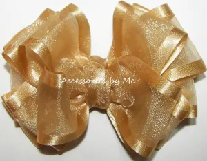 Gold Pale Ale Organza Satin Hair Bow