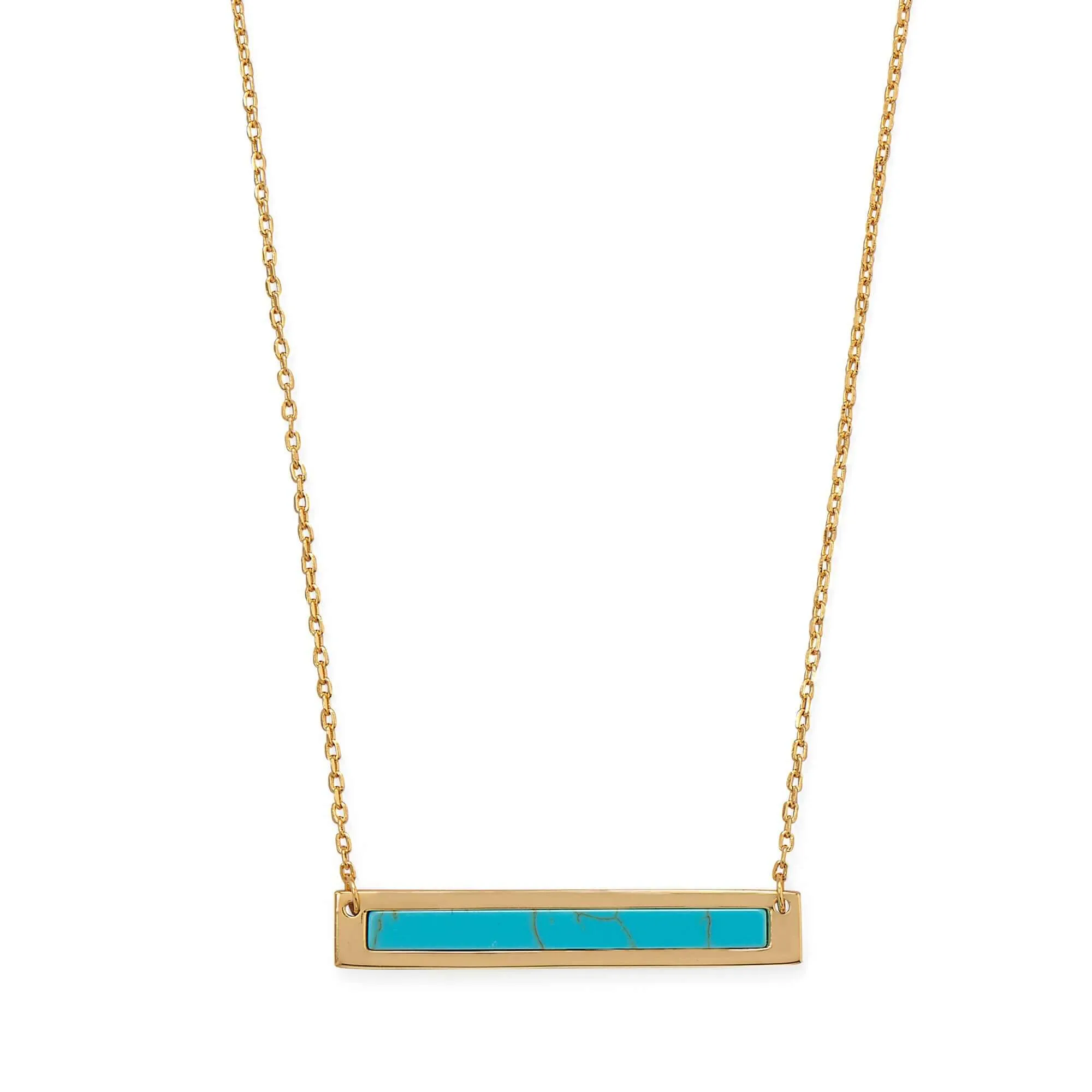 Gold Plated Turquoise Bar Necklace