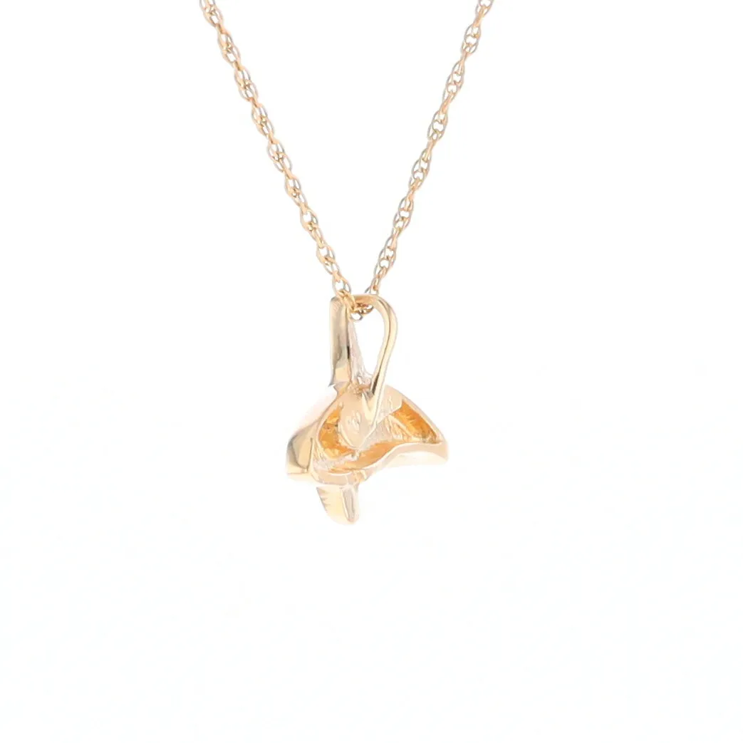 Gold Quartz Necklace Orca Killer Whale Inlaid Sea Life Pendant