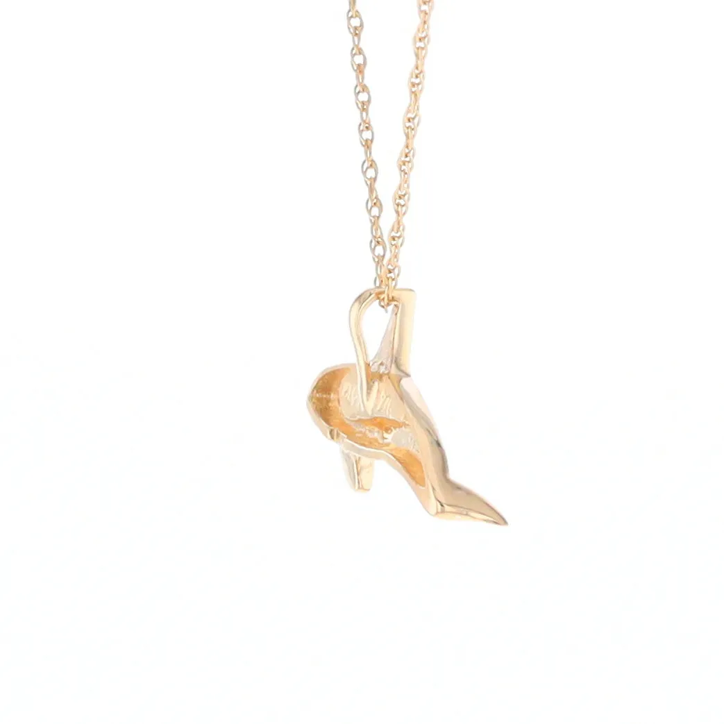 Gold Quartz Necklace Orca Killer Whale Inlaid Sea Life Pendant