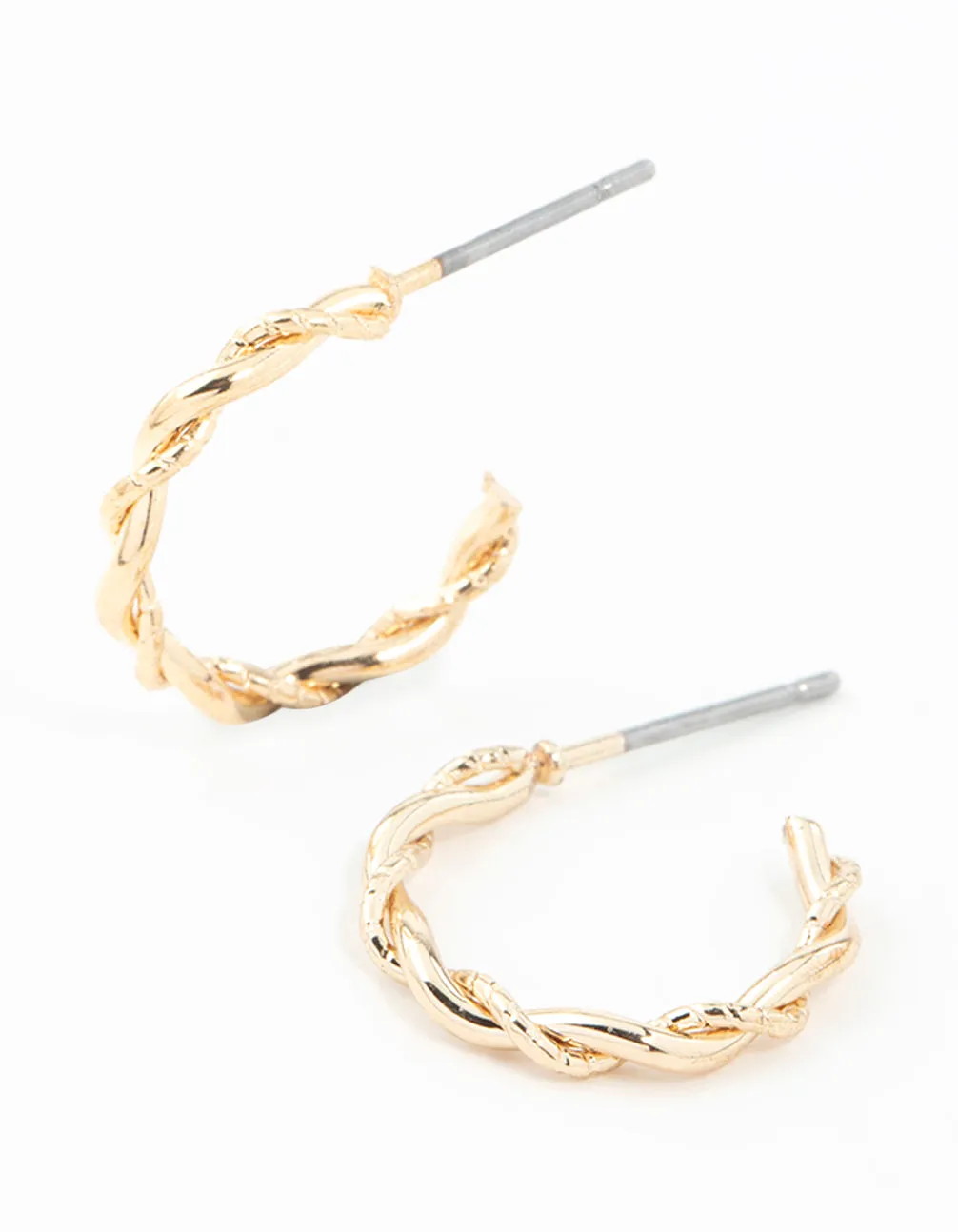 Gold Rope Twisted Huggie Earrings