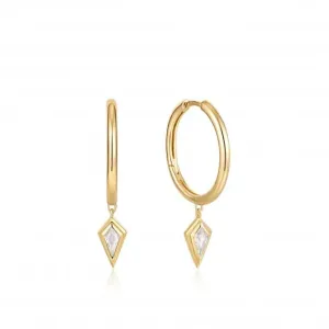 Gold Sparkle Drop Pendant Hoop Earrings E041-05G-W