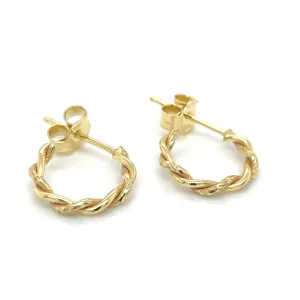 Golden Twisted Half Hoop Studs