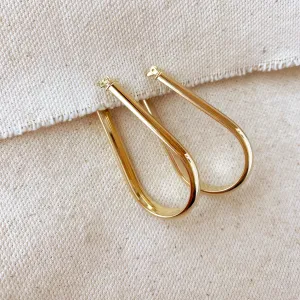 GoldFi - 18k Gold Filled long Drop Shaped Hoop  Earrings