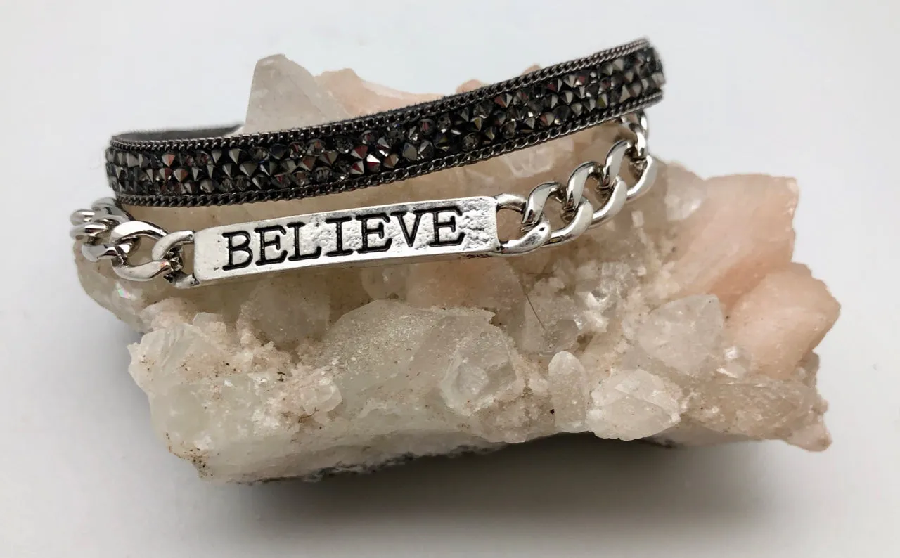 Good Works Make A Difference Angel Inspirational Word ID Double Cuff Bracelet