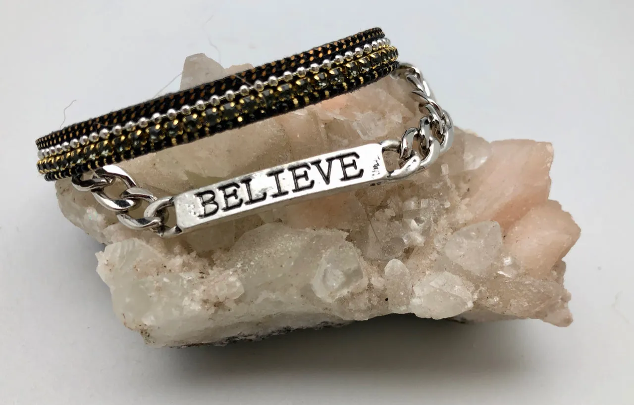 Good Works Make A Difference Angel Inspirational Word ID Double Cuff Bracelet