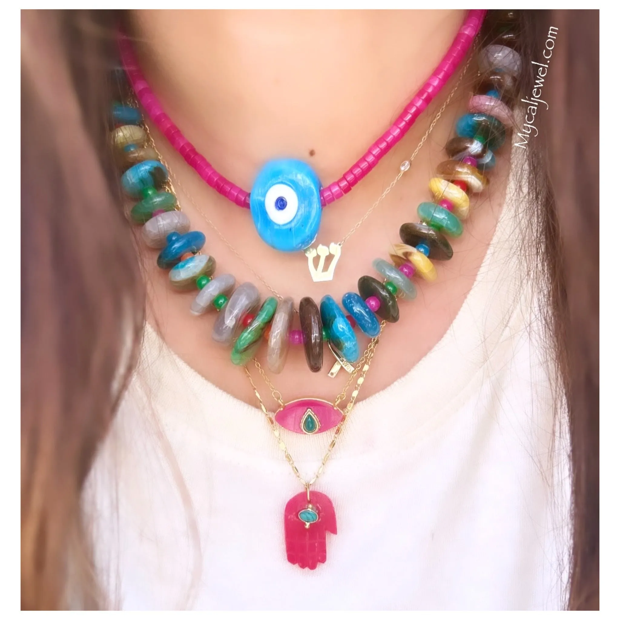 Graduated Multi Biggie Agate Necklace