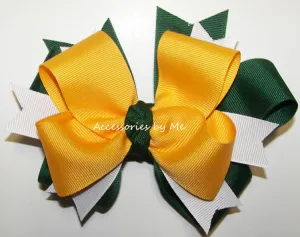 Green Yellow Gold White Ponytail Bow