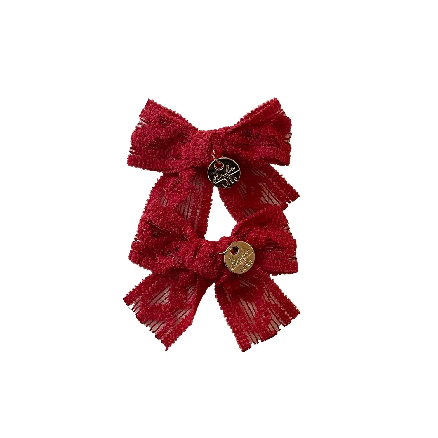 Halo Luxe Isla Lace Knit Bow Double Clip - Red