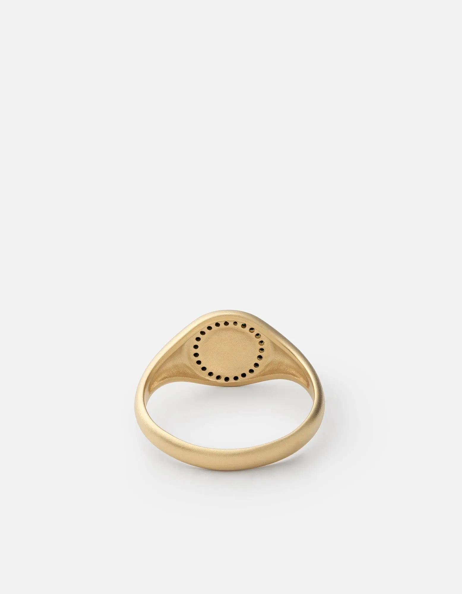 Halo Signet Ring, 14k Matte Gold/Emeralds