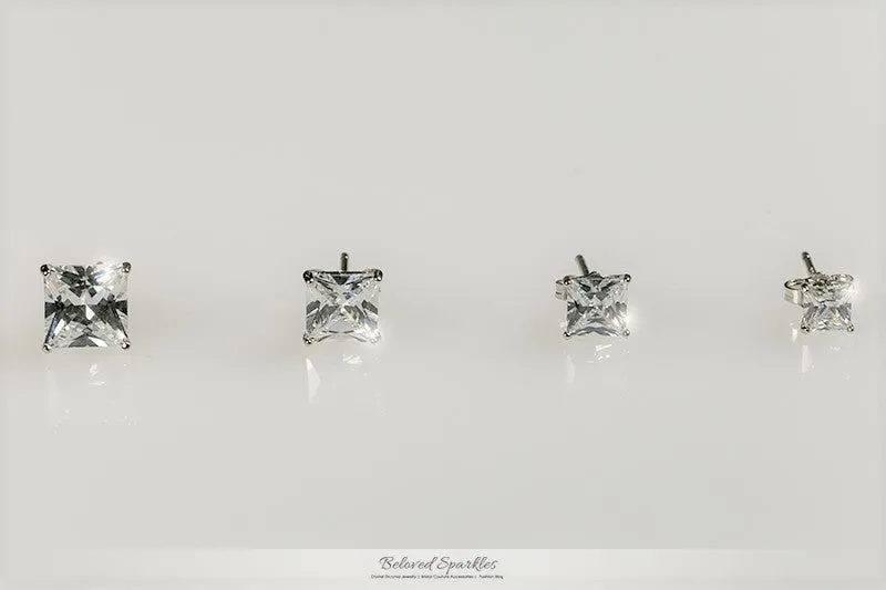 Halsey Princess Cut Gold Stud Earrings – 4mm  | 0.5ct | Sterling Silver