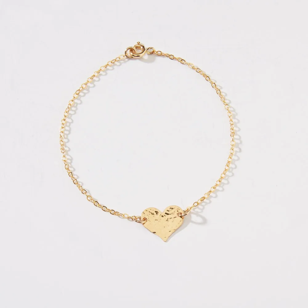 Hammered Texture Small Heart Bracelet - CG332B. Starts at