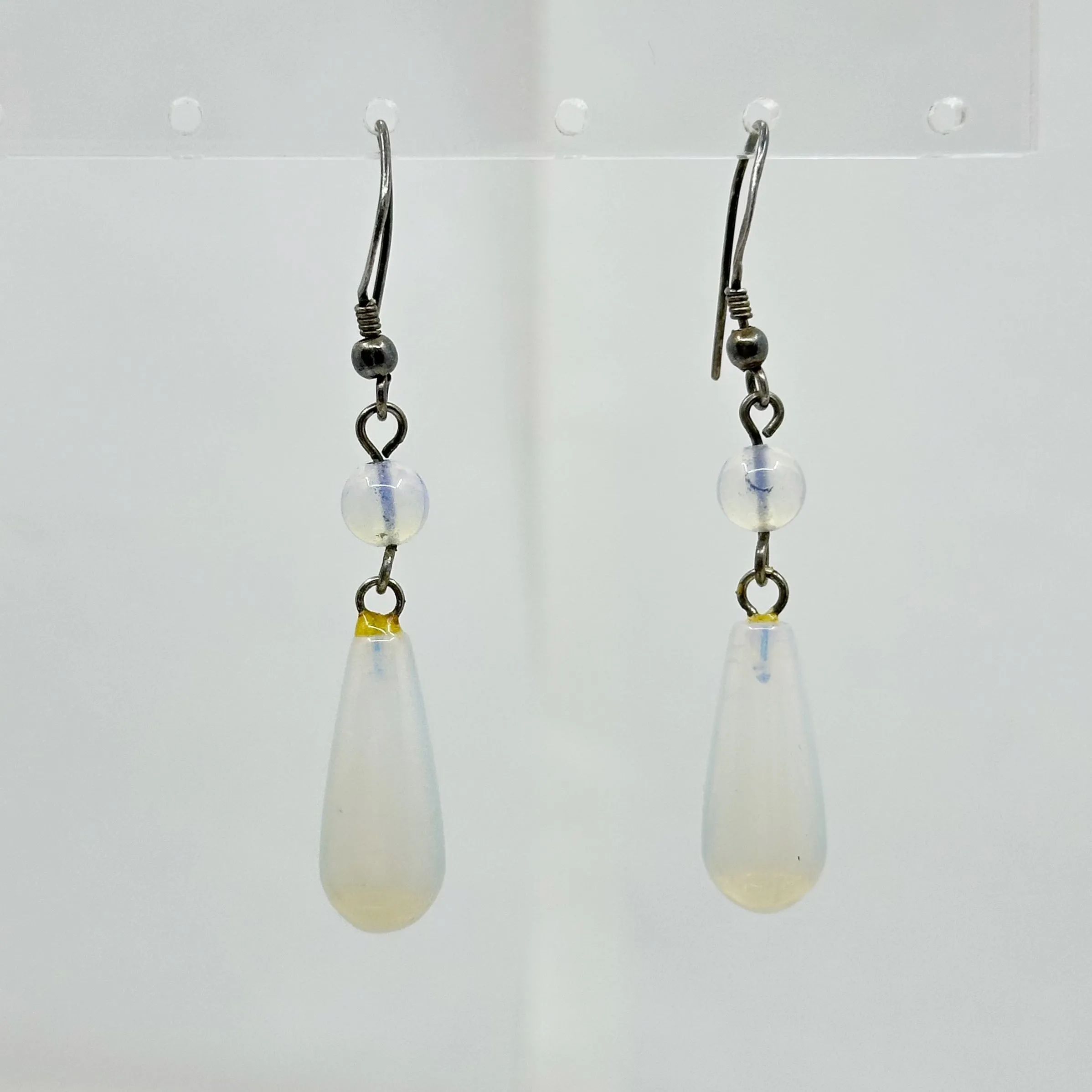 Hand Made Sterling silver Sea opal glass earrings GM159