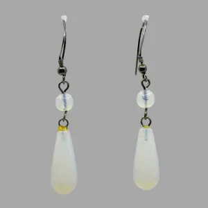 Hand Made Sterling silver Sea opal glass earrings GM159