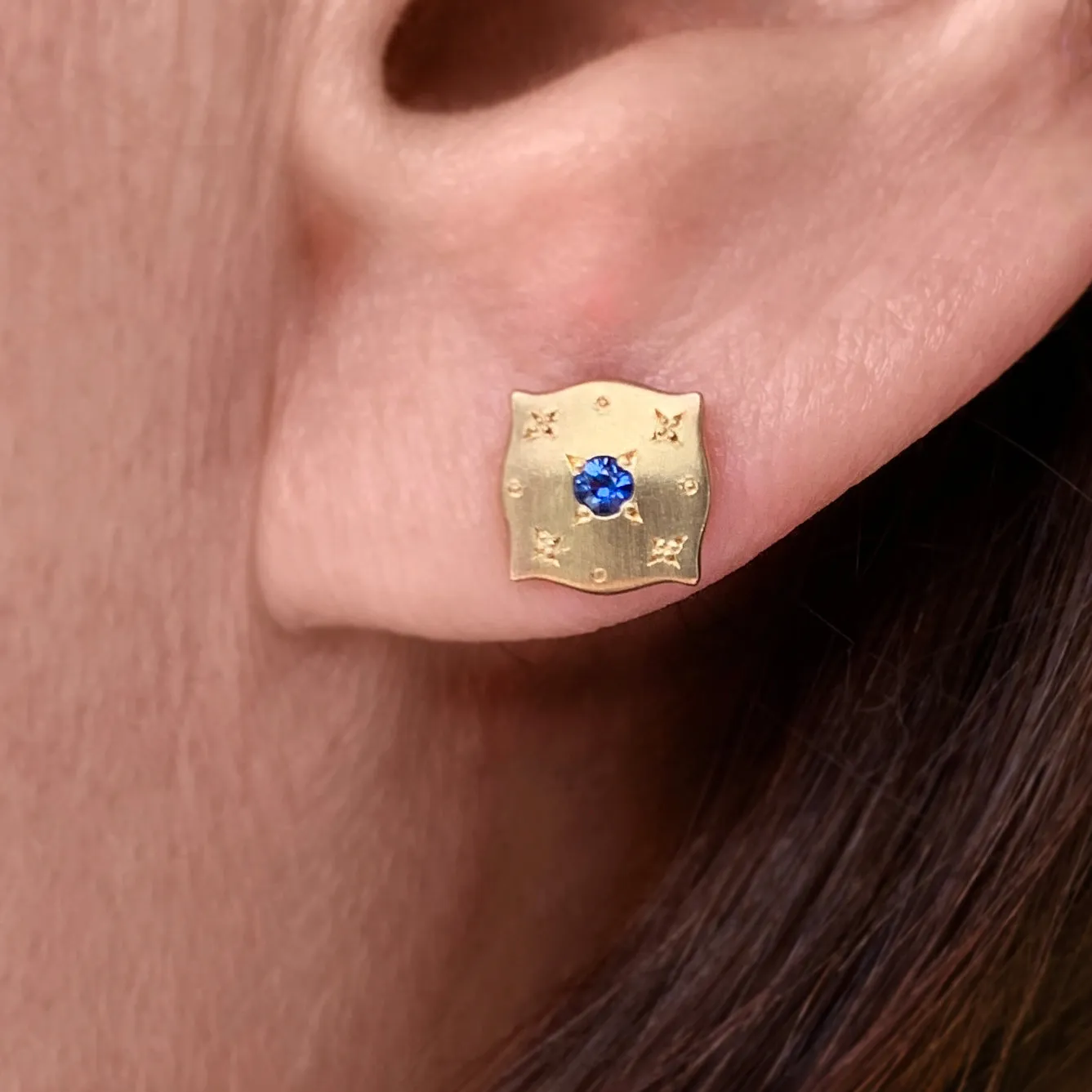 Handmade "Drops Of Happiness" Sapphire Pillow Studs