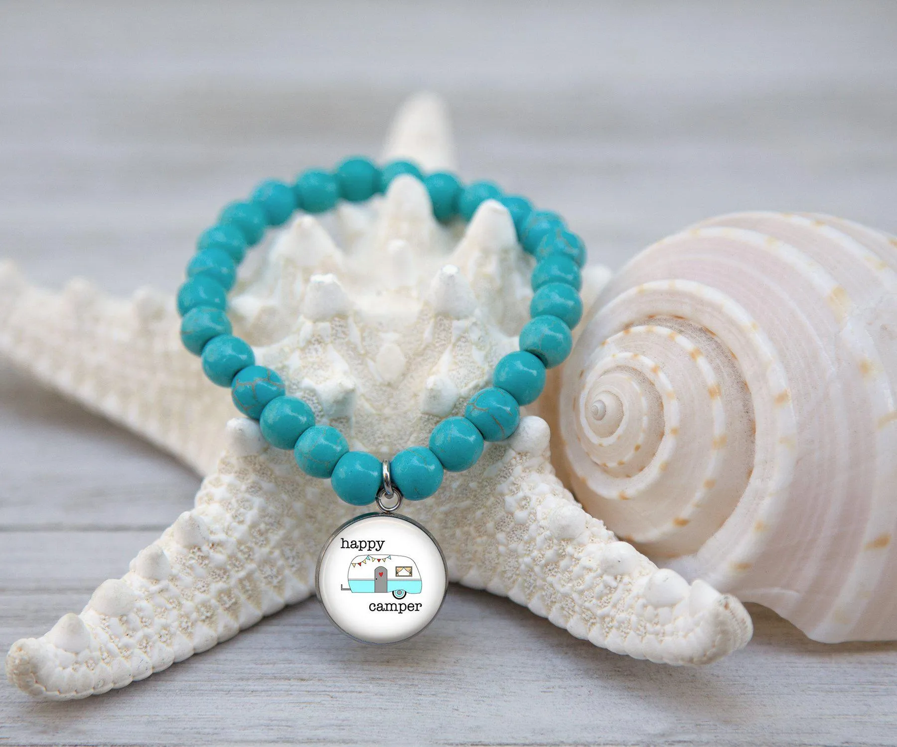 Happy Camper Turquoise Beaded Bracelet | Handmade Jewelry