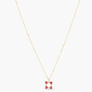 Heart CZ Charms Square Silver Necklace