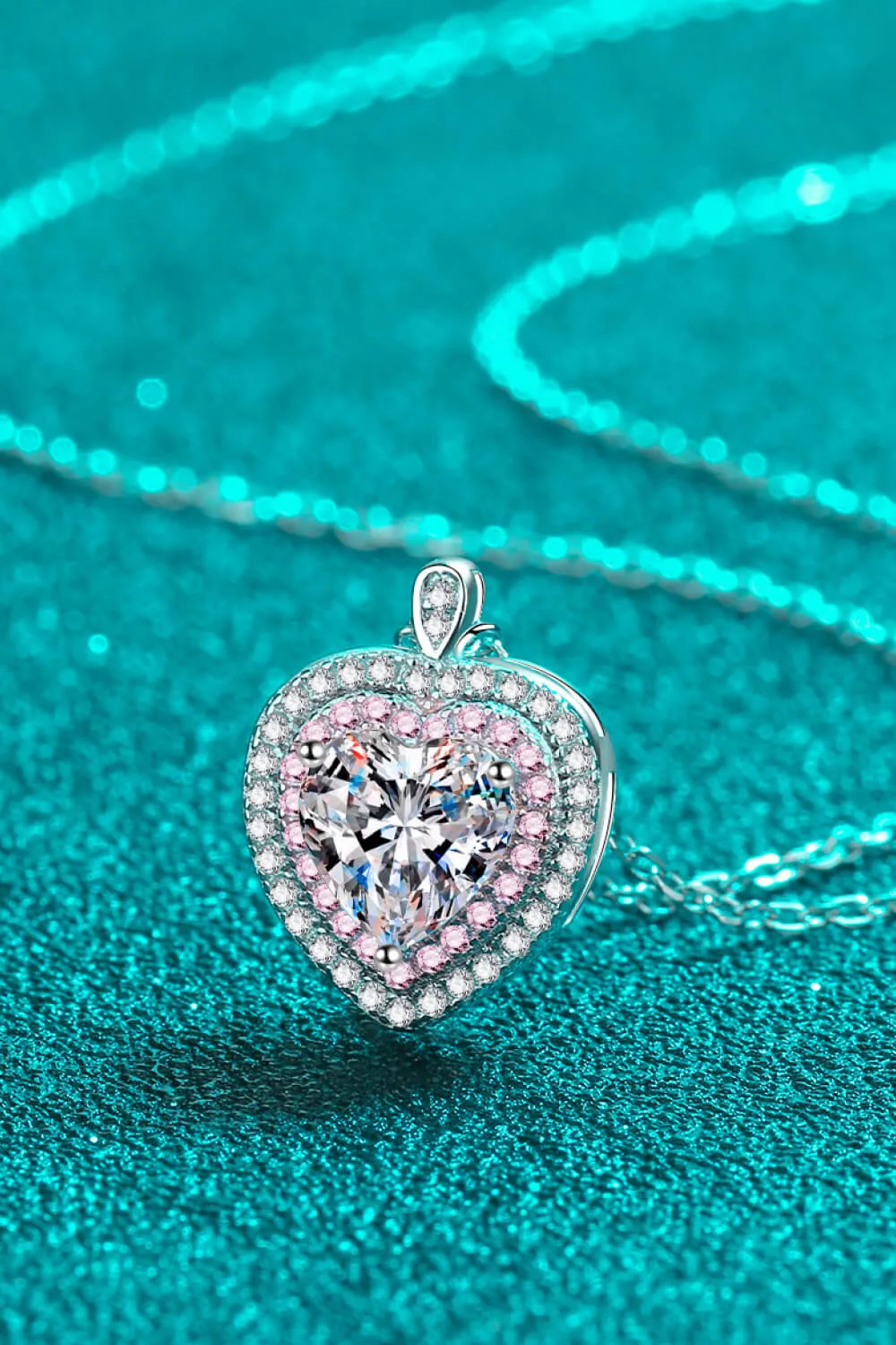 Heart Pendant Necklace 925 Sterling Silver 1 Carat Moissanite  Women's Fine Jewelry