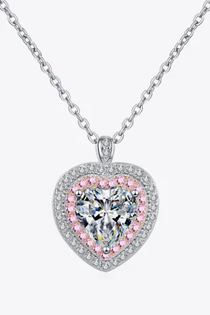 Heart Pendant Necklace 925 Sterling Silver 1 Carat Moissanite  Women's Fine Jewelry