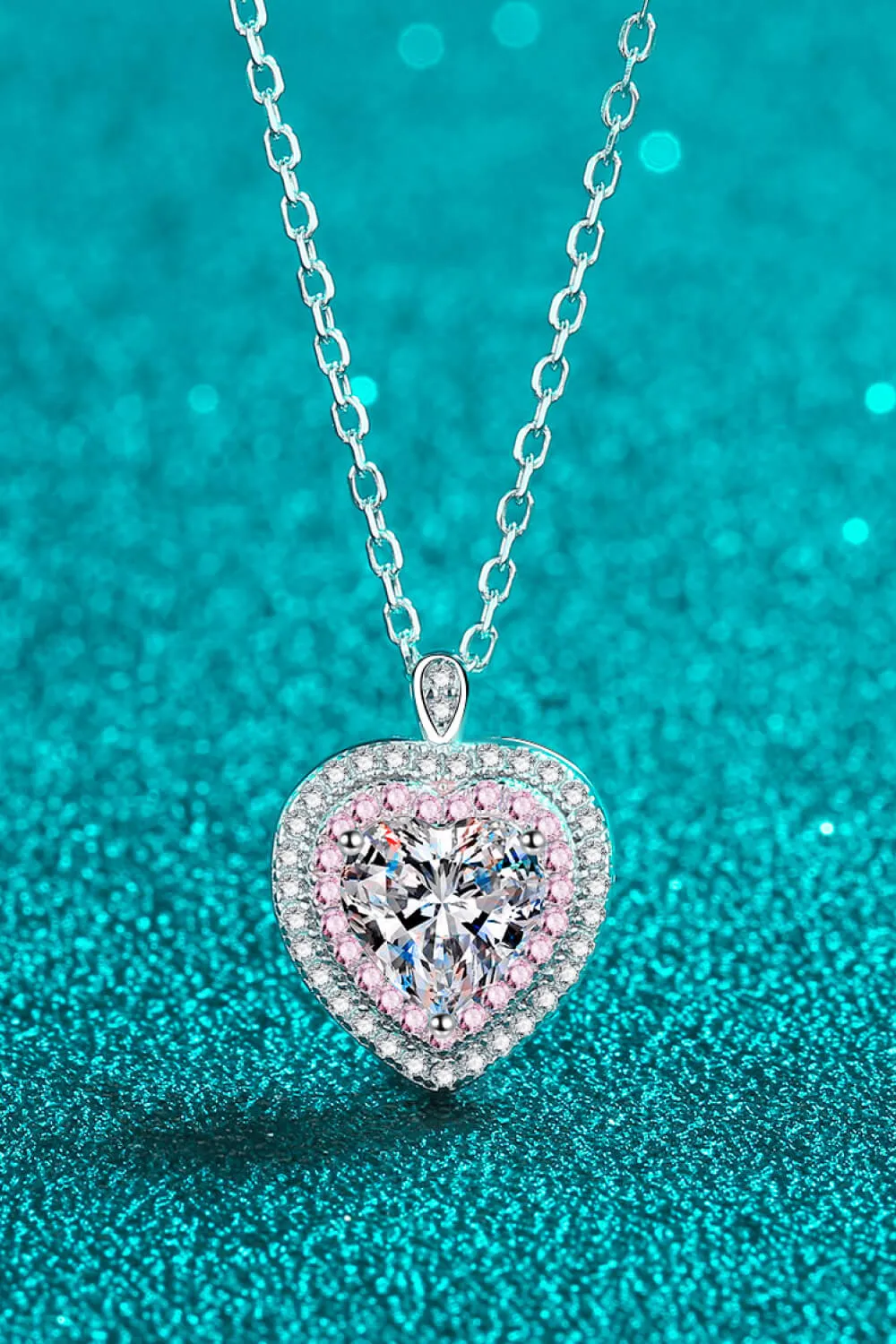 Heart Pendant Necklace 925 Sterling Silver 1 Carat Moissanite  Women's Fine Jewelry