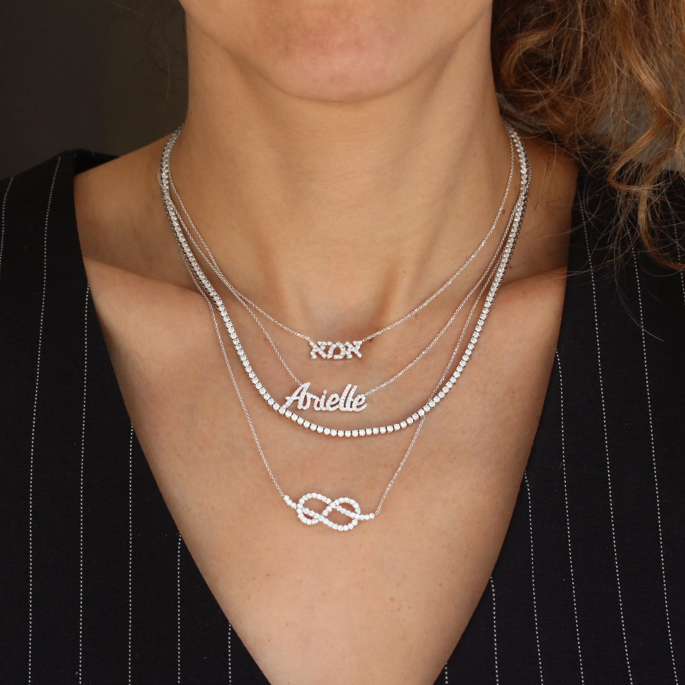 Hebrew Name Gold and Diamond Necklace - Personalized Necklace