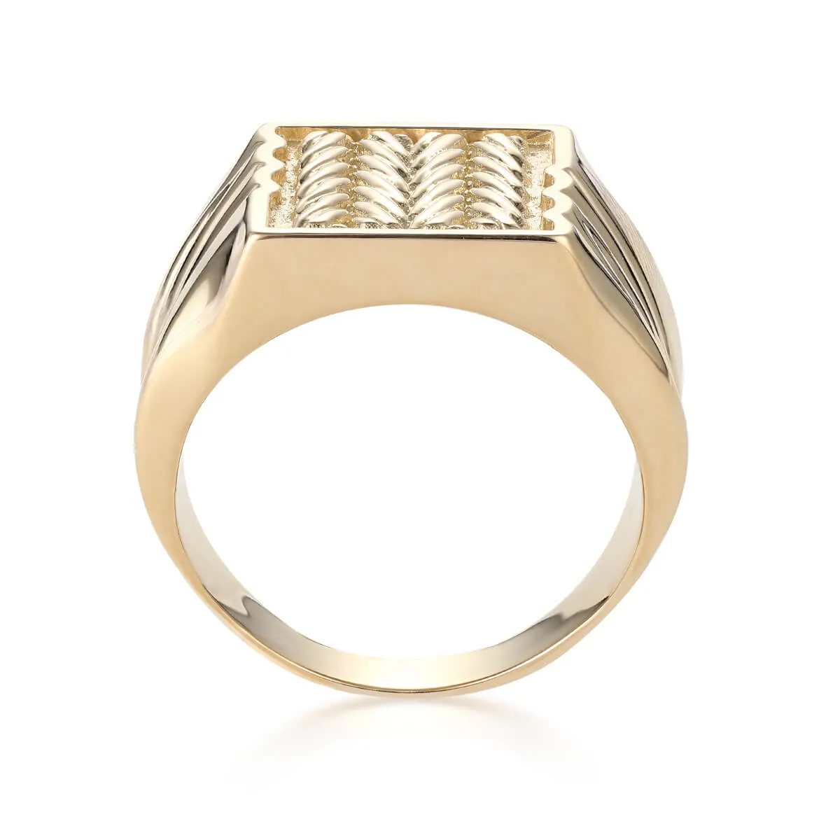 Herringbone Pattern Signet Ring