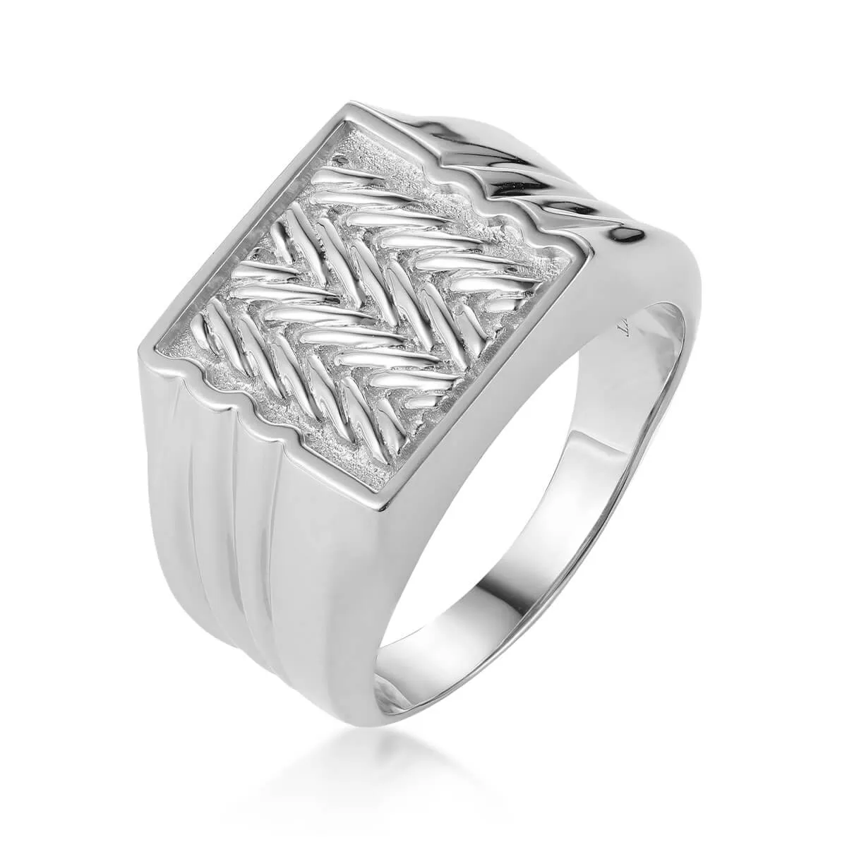 Herringbone Pattern Signet Ring