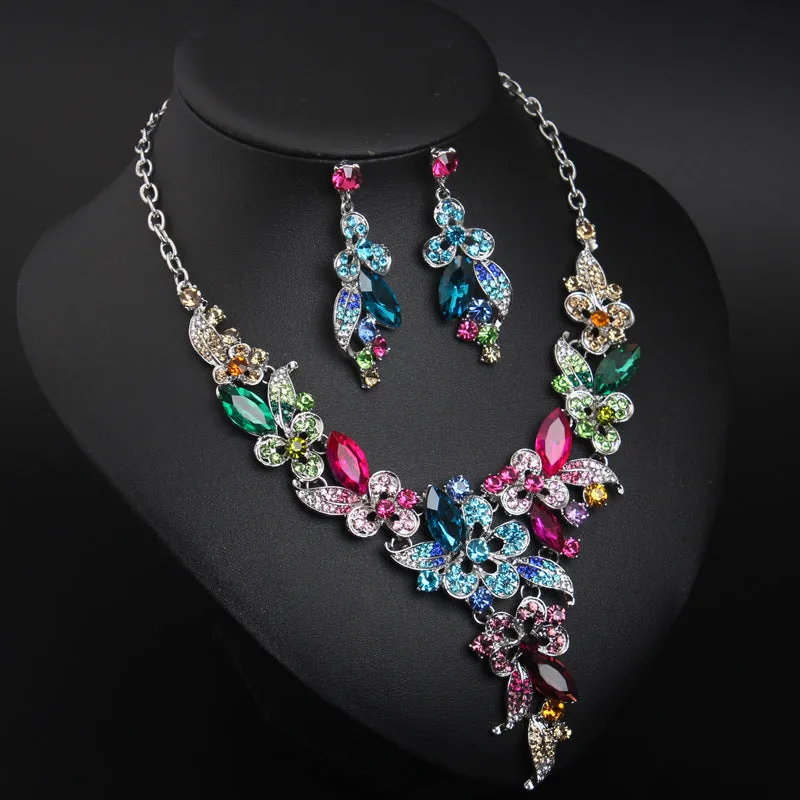 Hot-selling European and American jewelry set crystal necklace short collarbone fashion