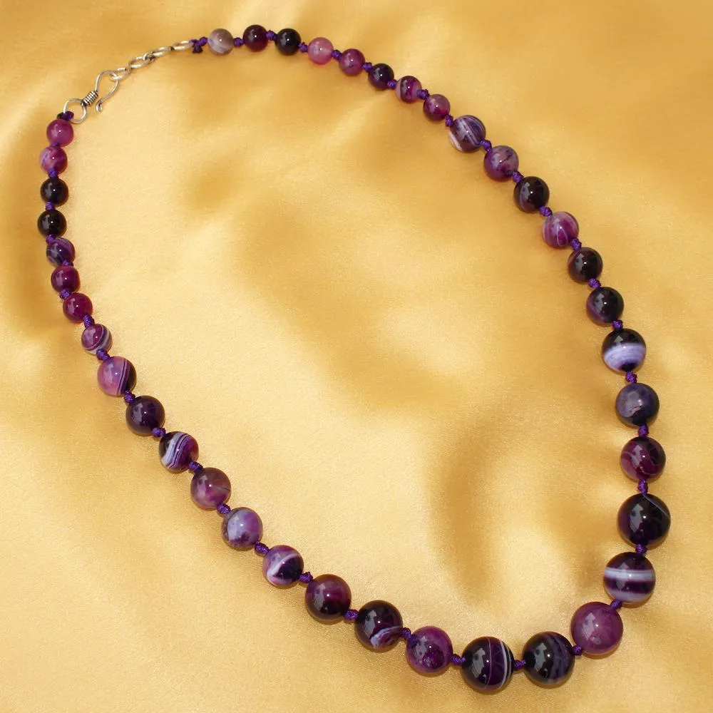 Imeora Purple shaded Agate Graduation Necklace With 8mm Earrings