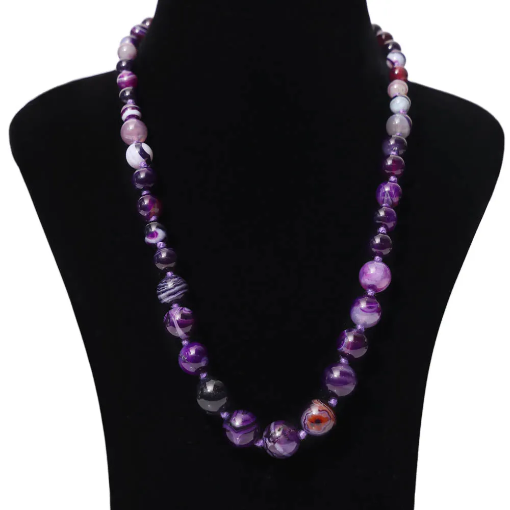 Imeora Purple shaded Agate Graduation Necklace With 8mm Earrings