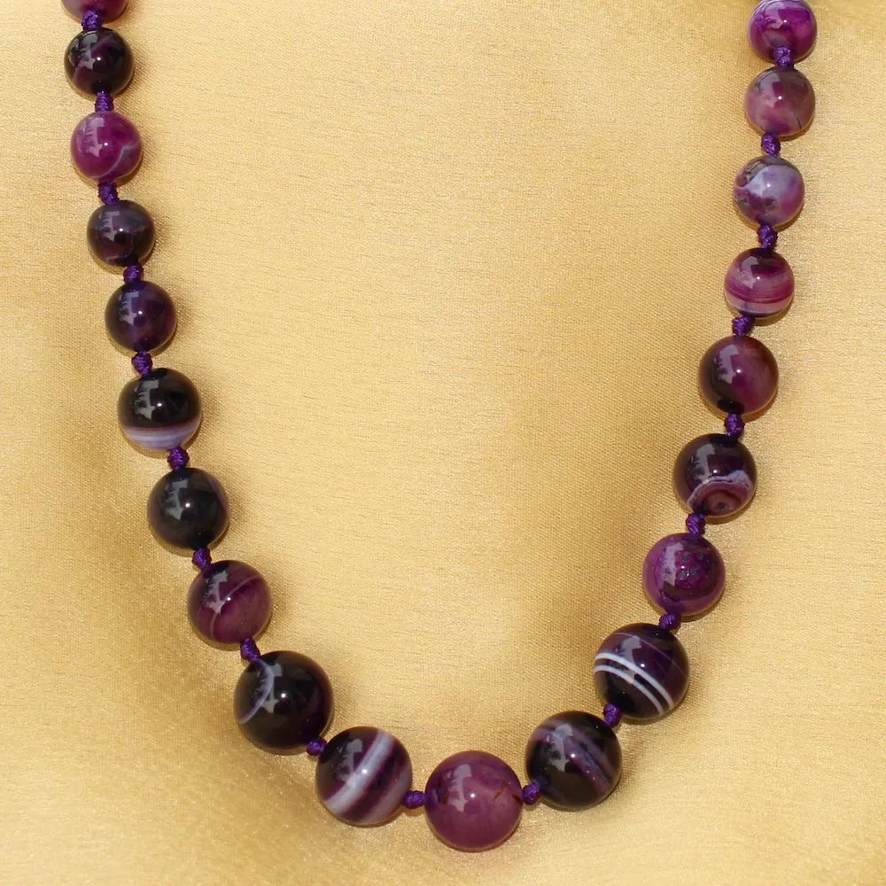 Imeora Purple shaded Agate Graduation Necklace With 8mm Earrings