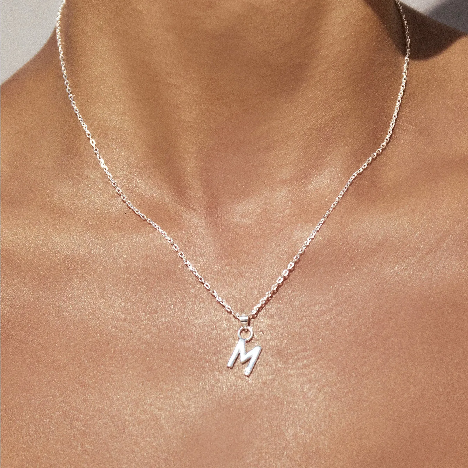 Initial Silver Charm Necklace