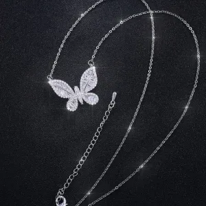 Intricate and Ultra-Feminine Zircon Butterfly Pendant Necklaces