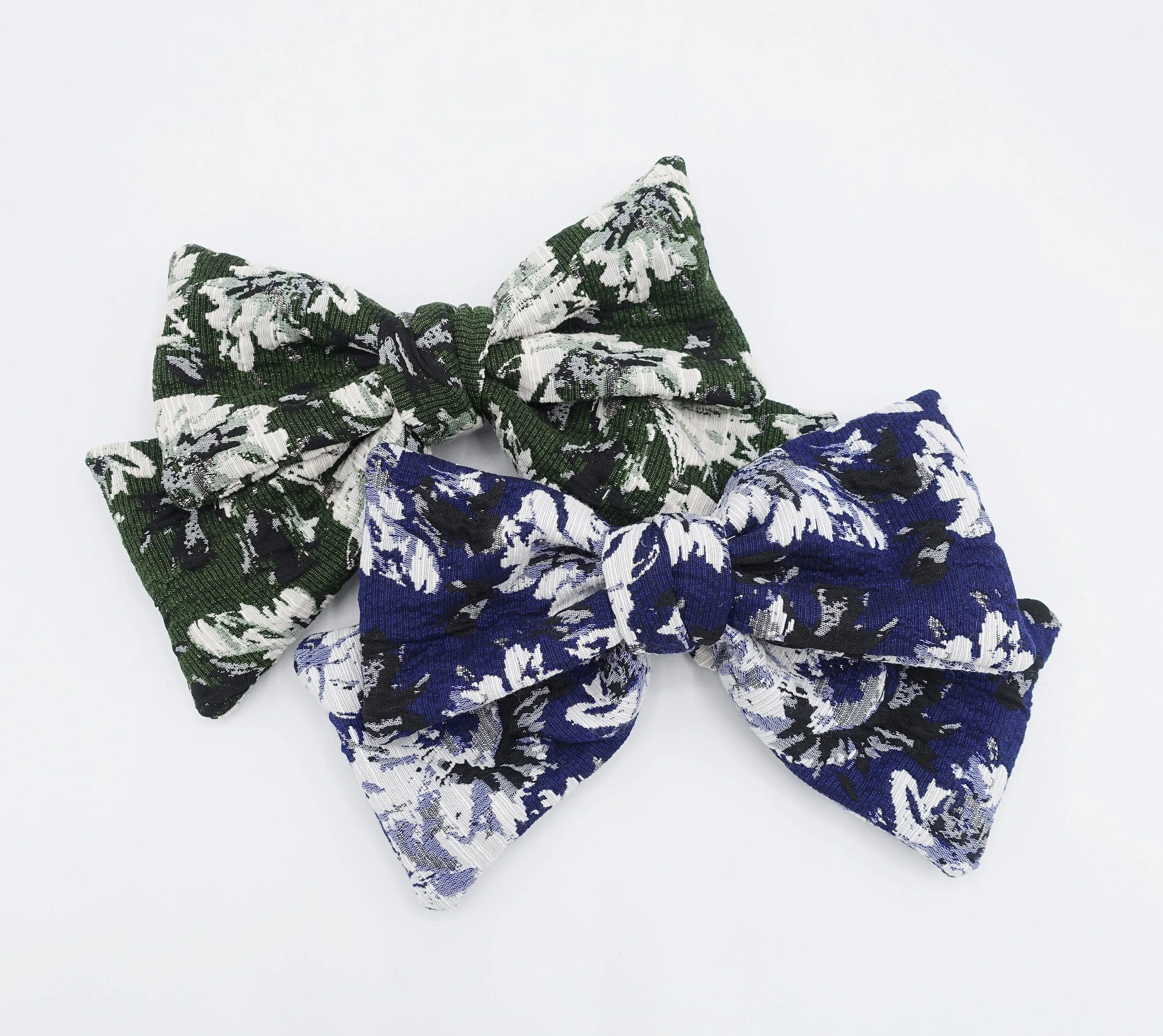 jacquard hair bow, floral hair bow for women