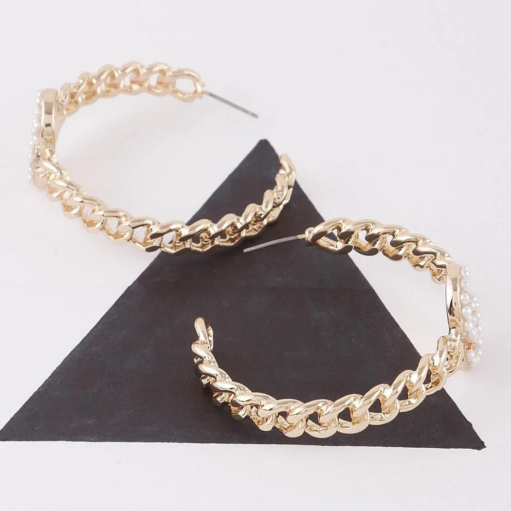 Jeweled Golden Hoop Earrings