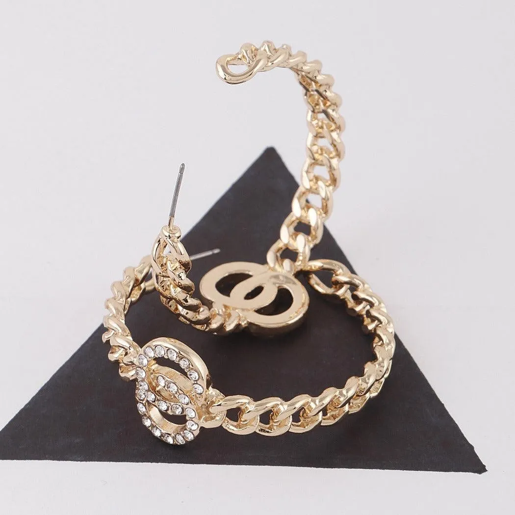 Jeweled Golden Hoop Earrings