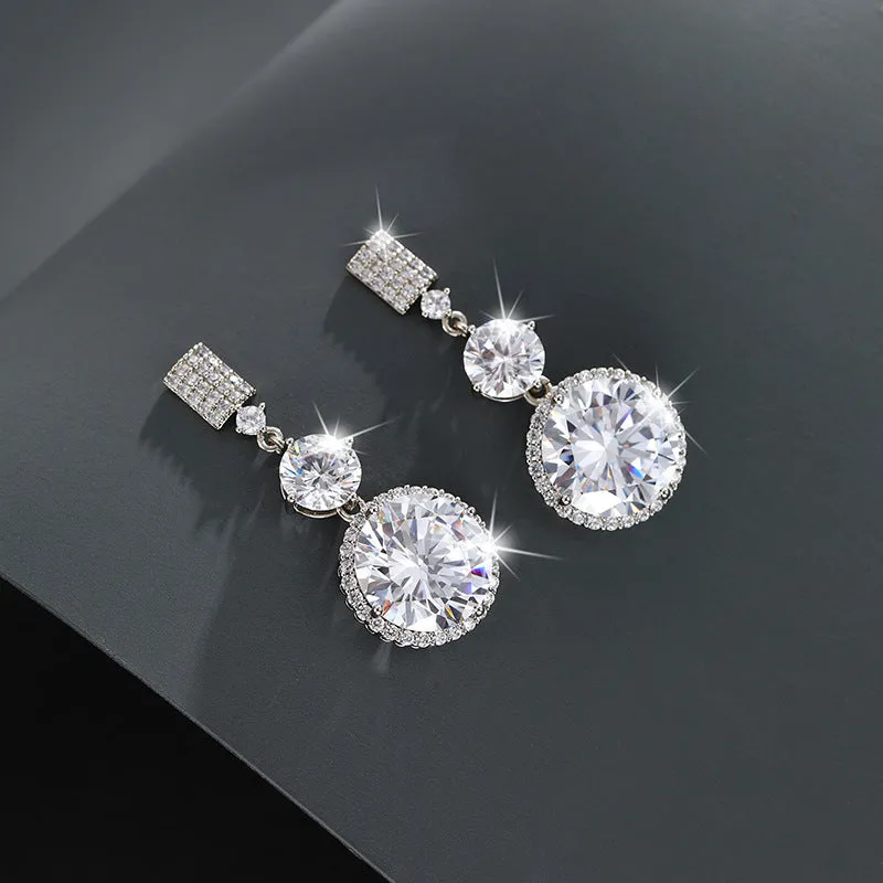 Jewelry Full Diamond Super Flash Earrings High-end Light Luxury Fashion Retro Earrings Temperament New Long Earrings for Women