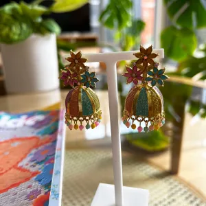 Jhumka Rainbow Gold Earrings