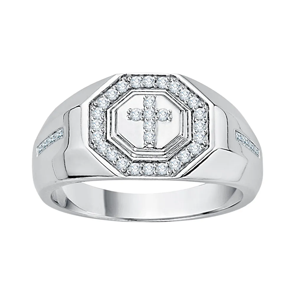 KATARINA 1/2 cttw Diamond "Cross" Signet Men's Ring