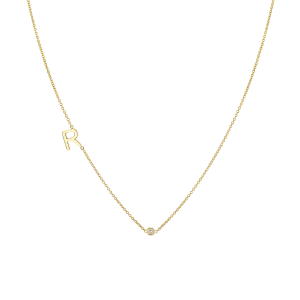 Kids Single Letter Diamond Bezel Necklace