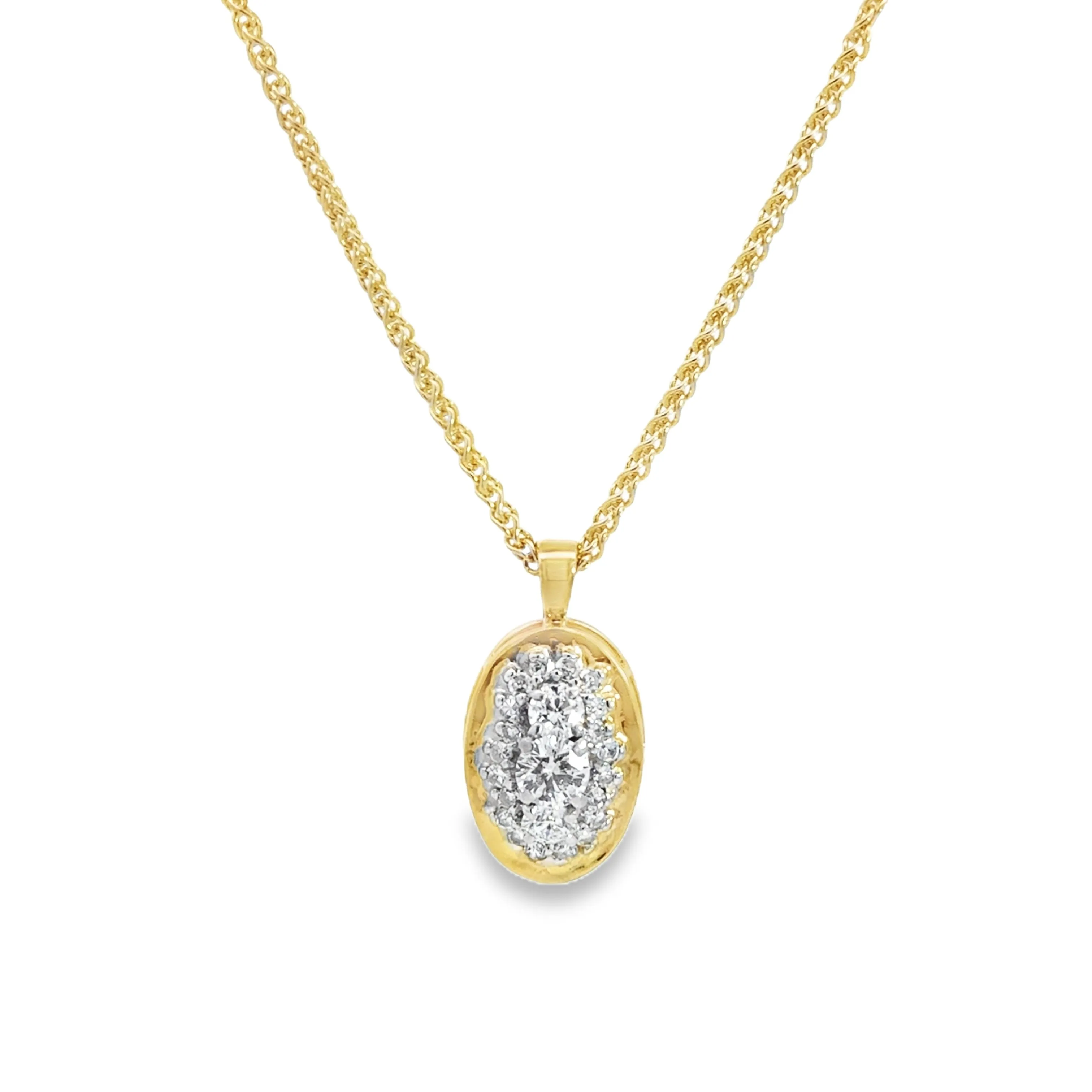 Kirkland Jewelry Estate | 14K Yellow Gold Diamond Cluster Pendant Necklace